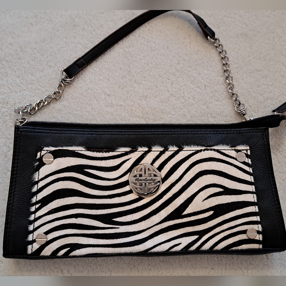 KATE Landry Leather Purse with Faux Horse Hair In Zebra Print